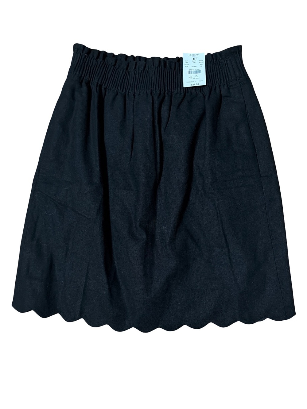 J. Crew Black Linen Scalloped Hem Skater Skirt